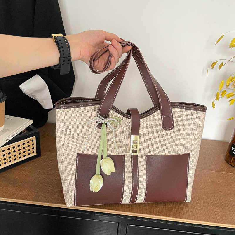 Stylish Canvas Tote Bag with Elegant Accents