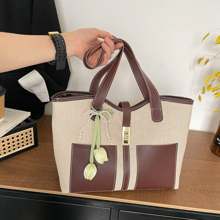 Stylish Canvas Tote Bag with Elegant Accents