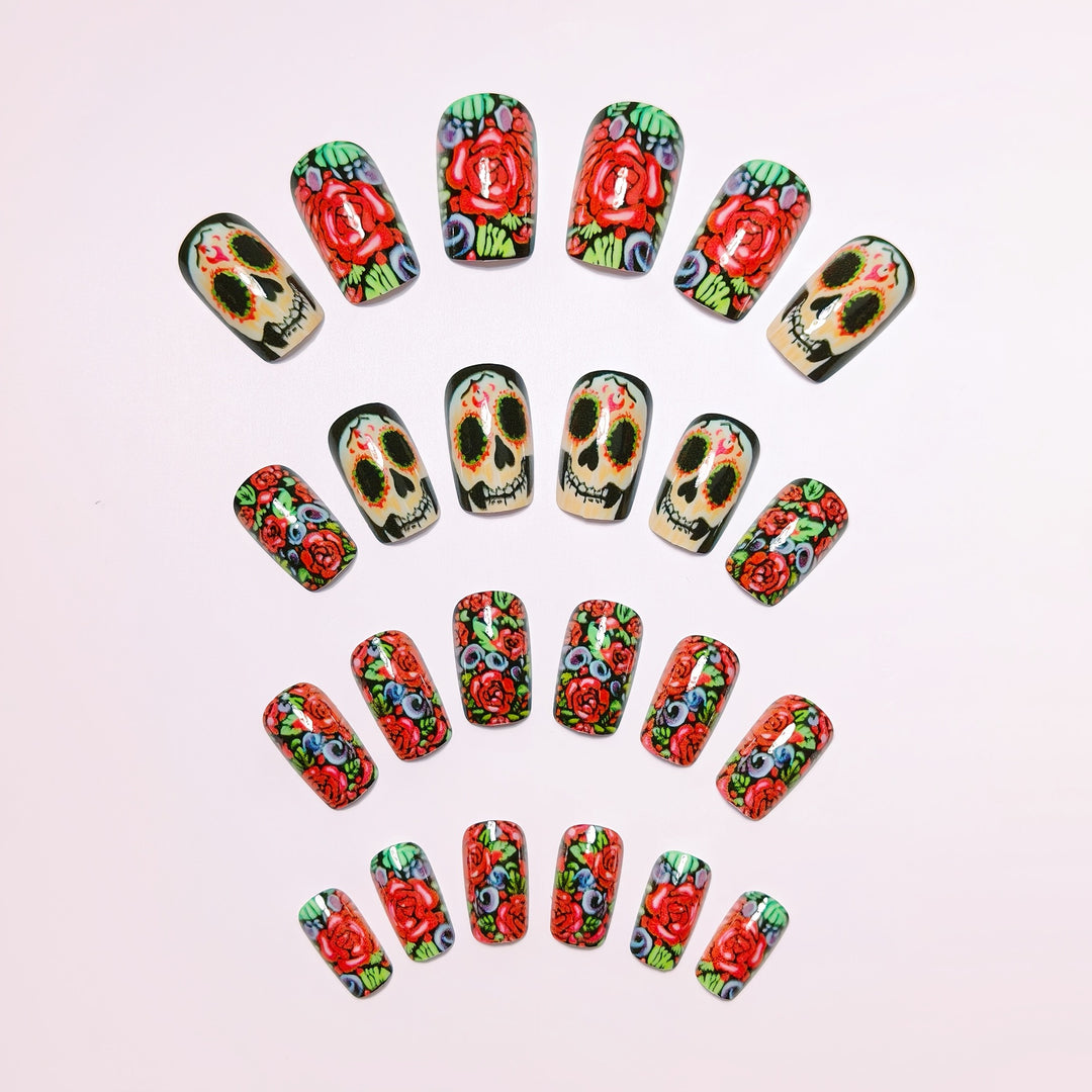 Art nail set with Vibrant Skull design Stornfield