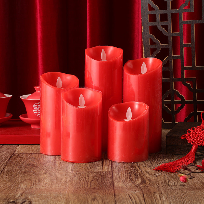Realistic Wax-Look Flameless LED Pillar Candle with Flicker Flame and Drip-Edge Top