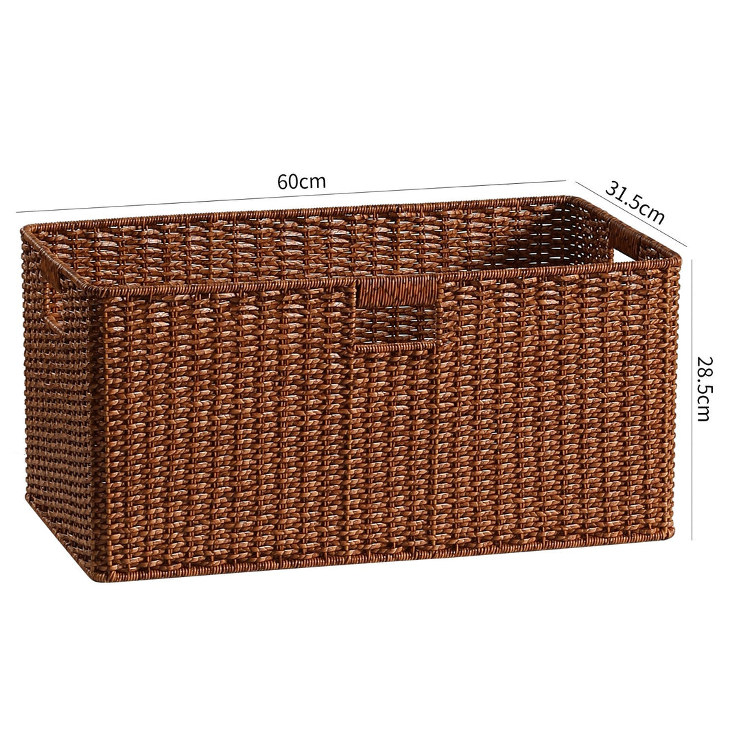 Handwoven Rectangular Storage Basket with Cut-Out Handles Stornfield