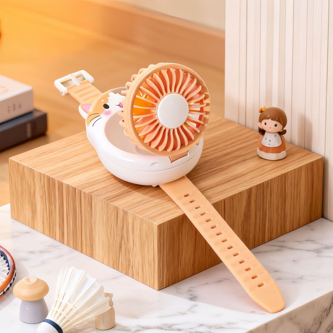 Women's portable hand fan with cute dog design Stornfield