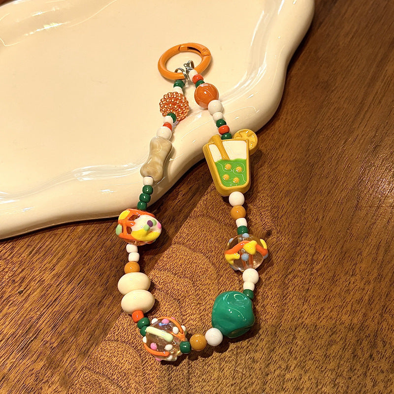 Playful Food-Themed Beaded Keychain Stornfield
