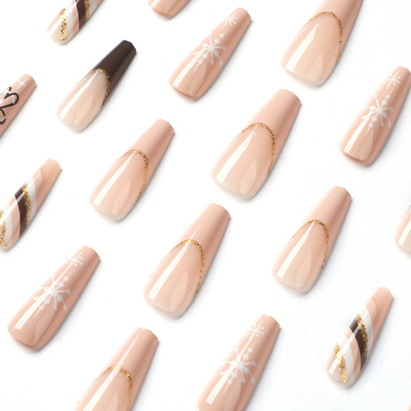 Artistic acrylic nails with festive design Stornfield