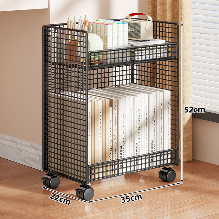 Vertical Grid-Mesh Double-Layer Desktop Book and Stationery Organizer