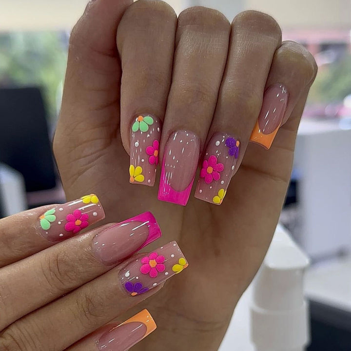 Vibrant Floral Nail Art Extensions Stornfield