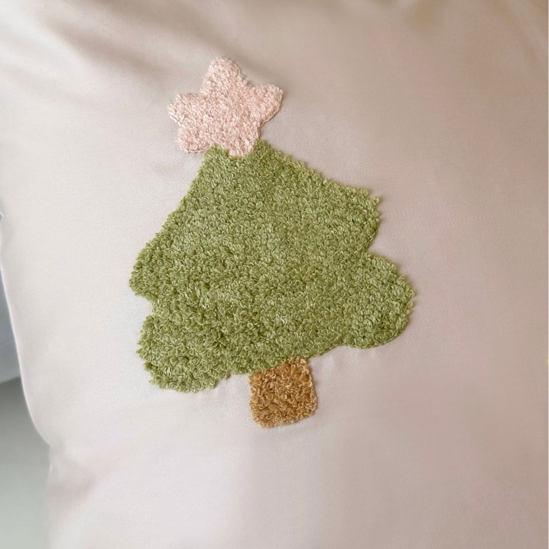 Children's Cotton Sateen Pillowcase with Embroidered Bunny Appliqué & Decorative Bow