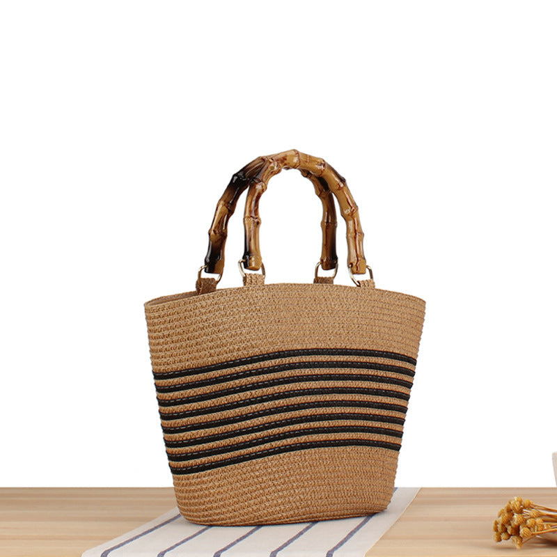 Handmade basket bag with bamboo handles Stornfield