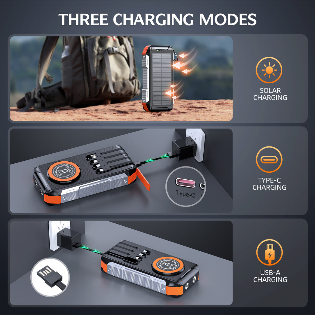 Multifunctional solar power bank with LED light and fast charging function Stornfield