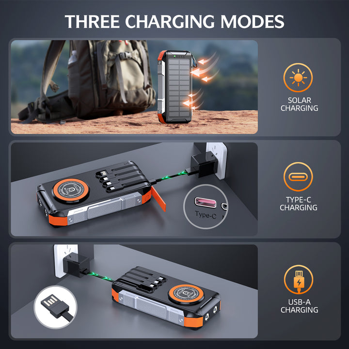 Multifunctional solar power bank with LED light and fast charging function Stornfield