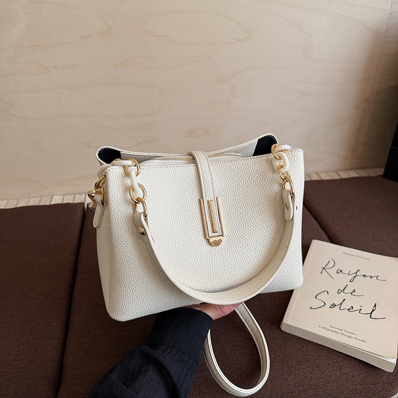 Elegant Leather Handheld Satchel