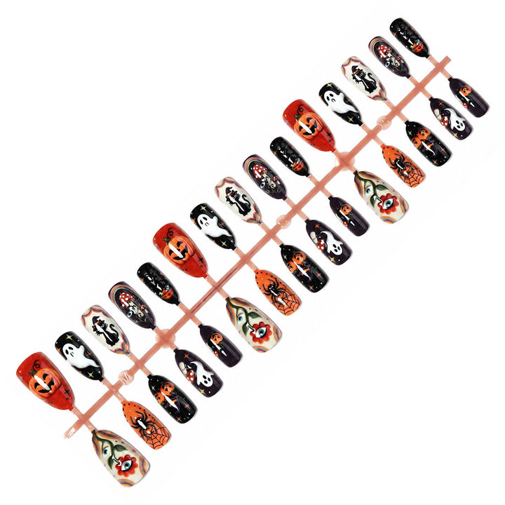 Festive artificial nail set with spooky Halloween motifs Stornfield