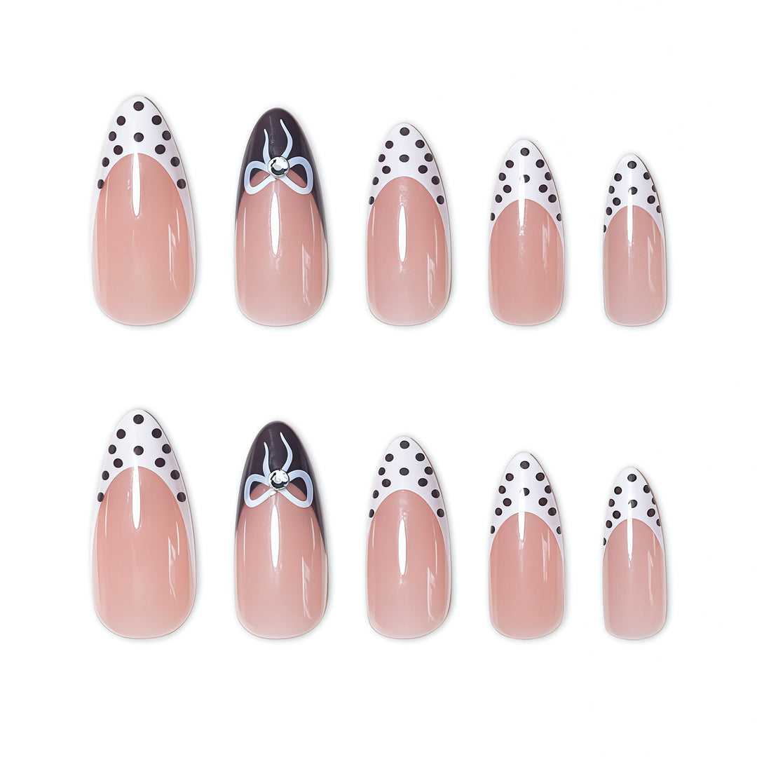 Chic Polka Dot French Tip Nail Art Extensions Stornfield