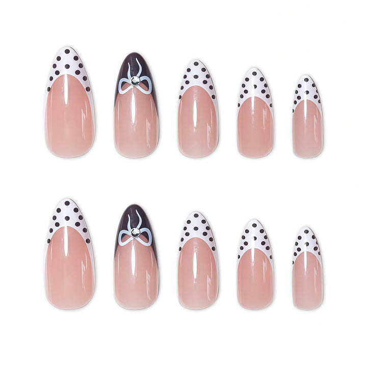 Chic Polka Dot French Tip Nail Art Extensions Stornfield