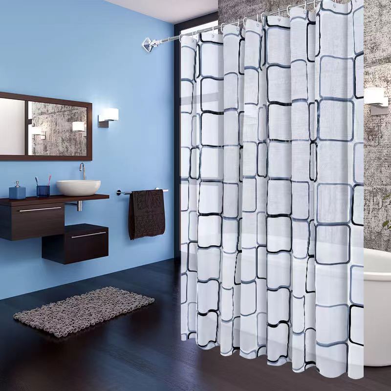 Minimalist Grid Pattern Shower Curtain Stornfield