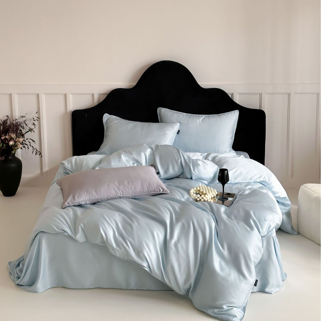 Reversible Premium Satin Bedding Set with Fine Piping and Extra Pillowcases