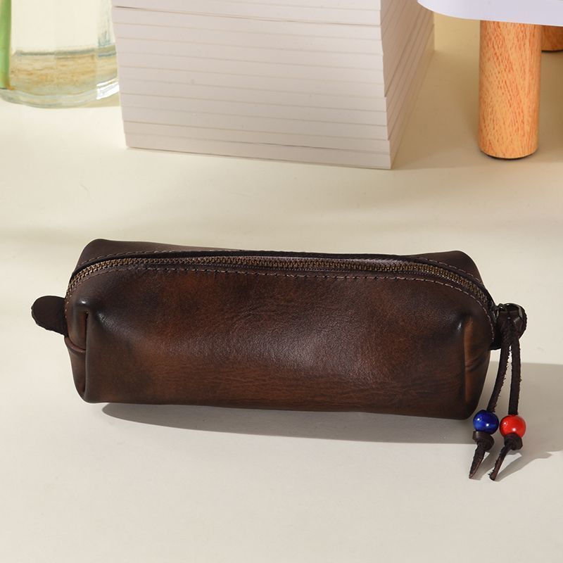 Leather Zippered Pencil Case