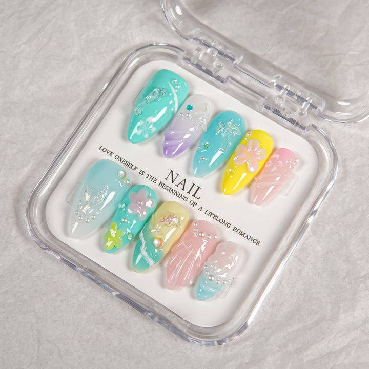 Decorative Press-On Nail Set with Unique Artistry