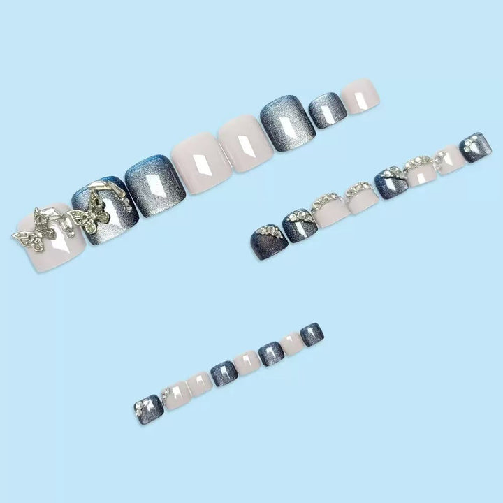 Artificial nail set with elegant 3D decorations and glitter accents Stornfield