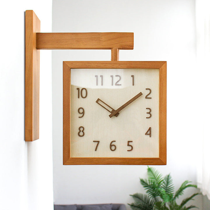 Stornfield | Two-Sided Corner Wall Wooden Analog Clock