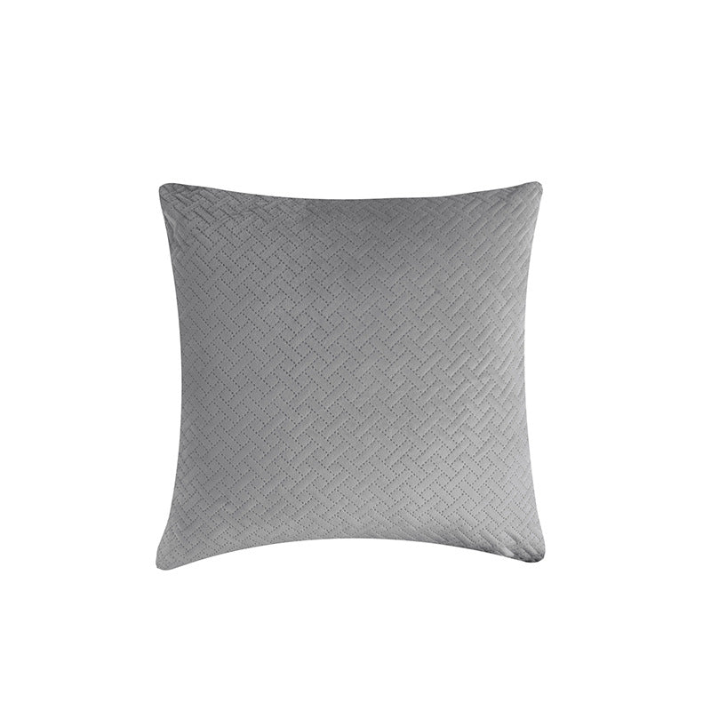 Quilted Herringbone-Texture Square Throw Pillow Cover with Hidden Zipper