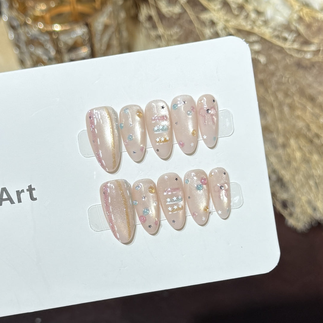 Starry Galaxy-Inspired Press-On Nail Art Set Stornfield