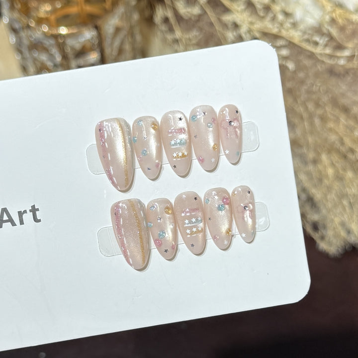 Starry Galaxy-Inspired Press-On Nail Art Set Stornfield