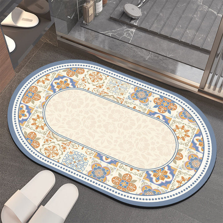 Floral-Patterned Memory Foam Bathroom Mat