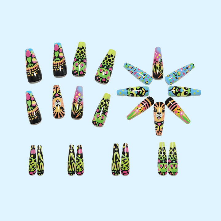 Creative artificial nails with colorful animal designs Stornfield