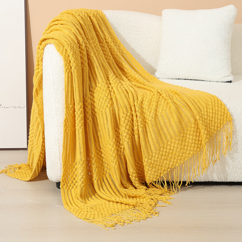 Women's stylish living room throw blanket with fringe pattern Stornfield