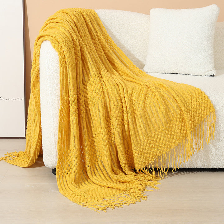 Women's stylish living room throw blanket with fringe pattern Stornfield