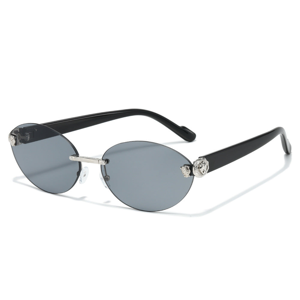 Designer Oval Frame Sunglasses with Decorative Accents Stornfield