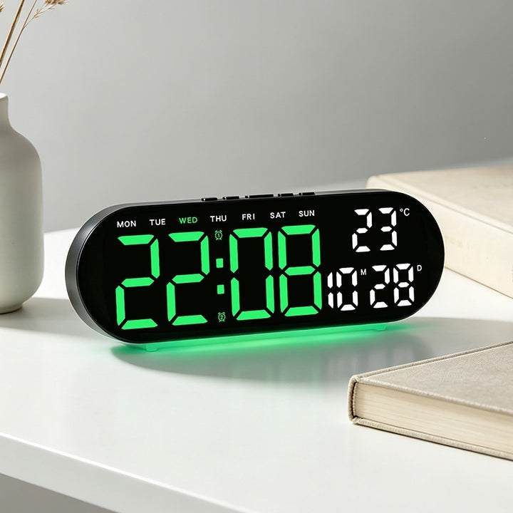 Digital alarm clock with multifunctional LED display and integrated thermometer function Stornfield