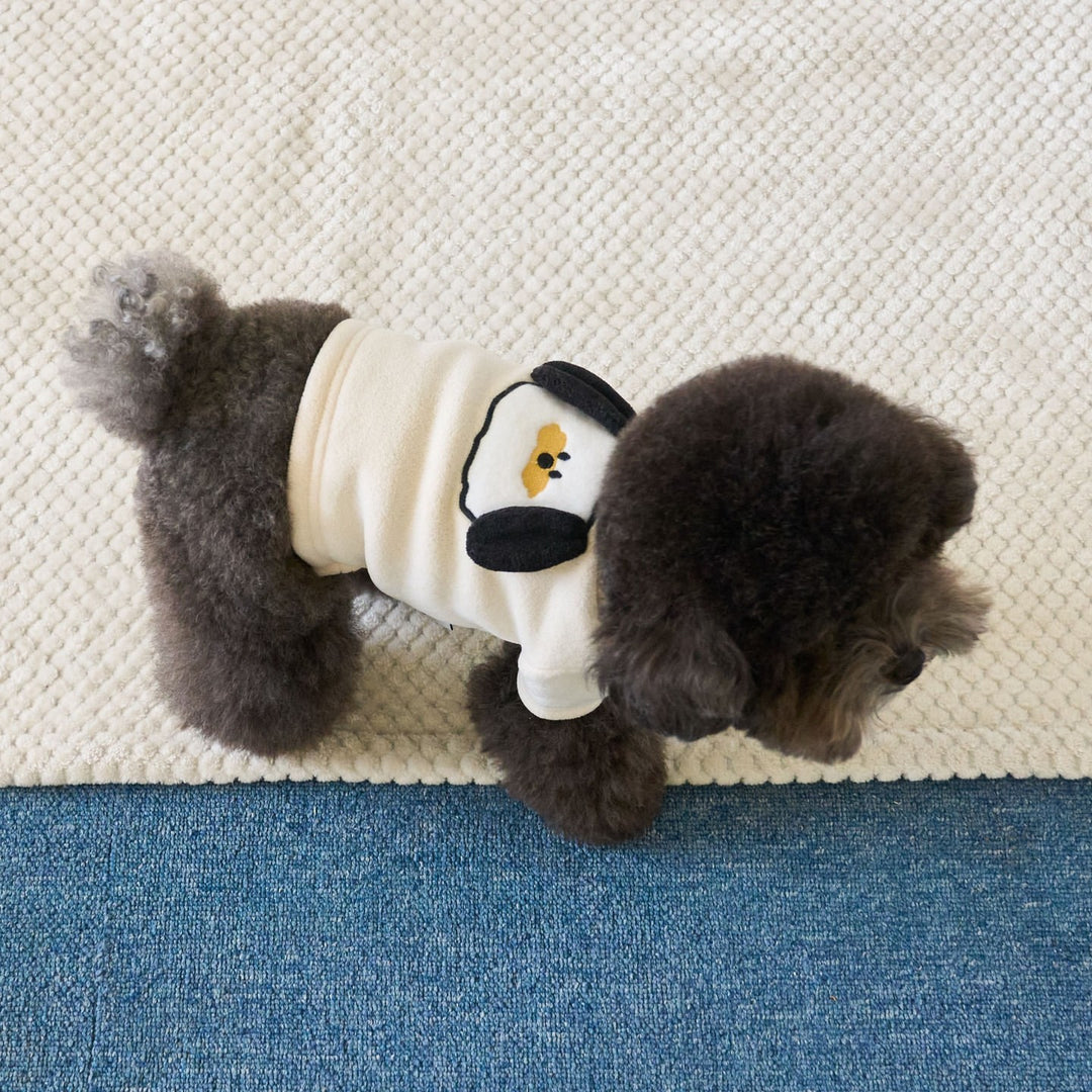 Plush Fleece Dog Sweater with Embroidered Monkey Patch