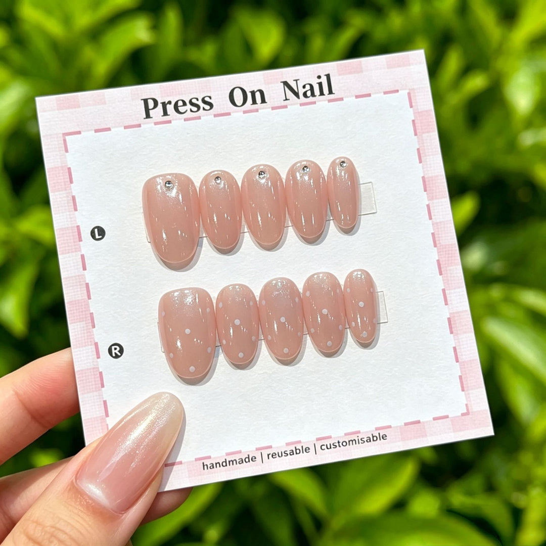 Decorative Press-On Nail Art Set with Crystal Accents