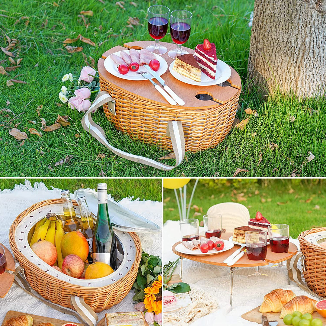 Ladies picnic basket with integrated cooling system and extensive dish set Stornfield