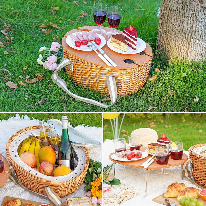 Ladies picnic basket with integrated cooling system and extensive dish set Stornfield