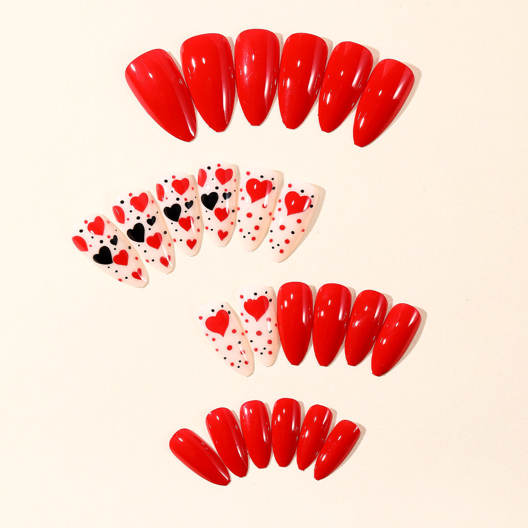 Heart-Themed Press-On Nail Art Set Stornfield