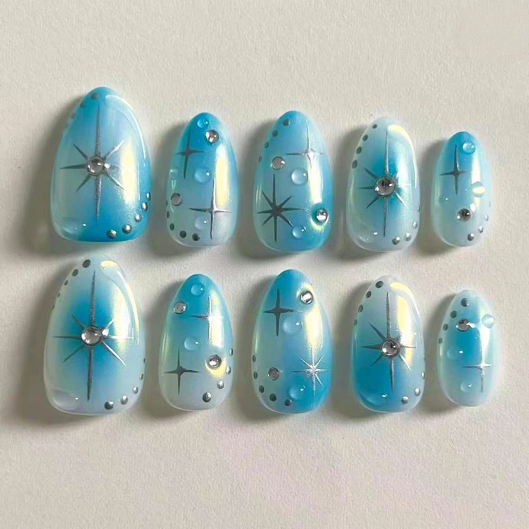 Decorative Press-On Nail Art Set with Star Accents