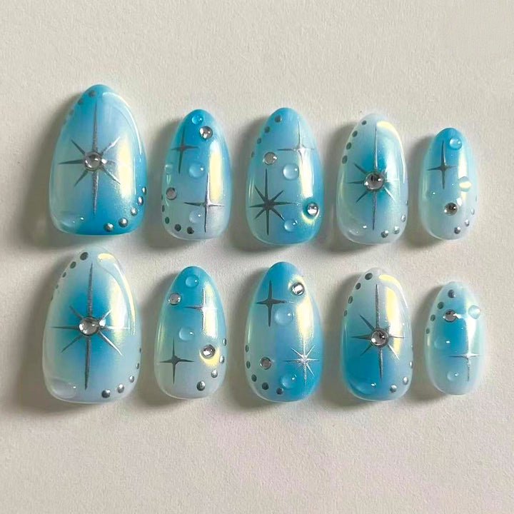 Decorative Press-On Nail Art Set with Star Accents