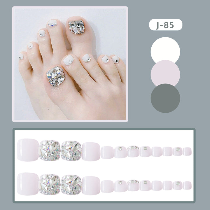 Glamorous Rhinestone-Embellished Press-On Toenails Stornfield