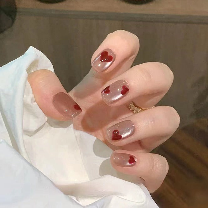Heart-Themed Press-On Nail Design Stornfield