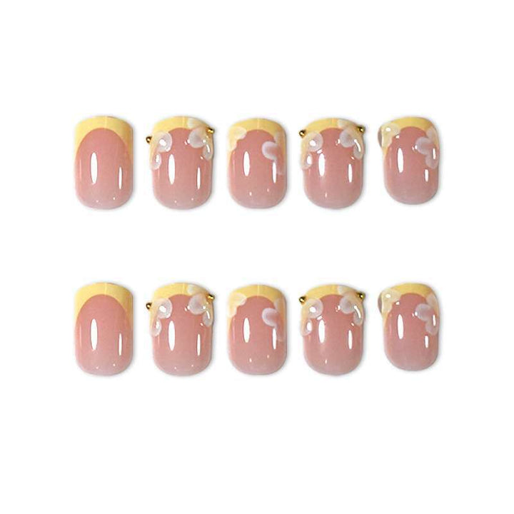 Decorative Press-On Nail Art Set with Floral Accents Stornfield