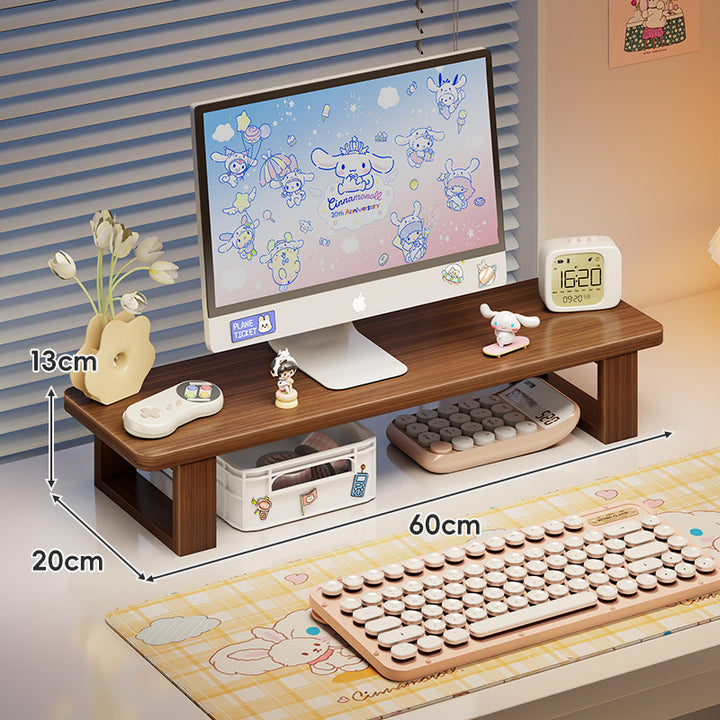 Bamboo Monitor Stand Riser with Under-Shelf Storage Organizer
