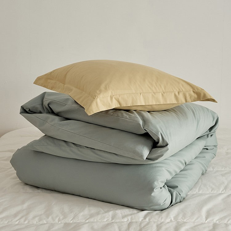 Premium Cotton-Sateen Reversible Duvet Cover and Envelope Pillowcase Set
