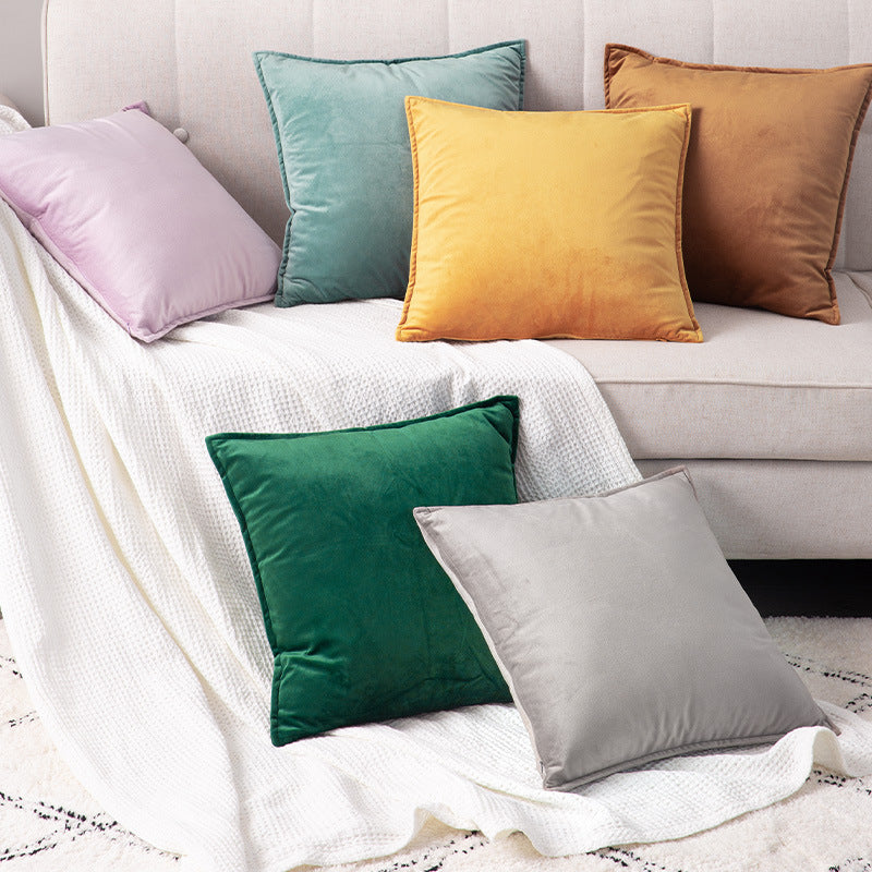 Velvet decorative cushion cover with concealed zipper and fine piping