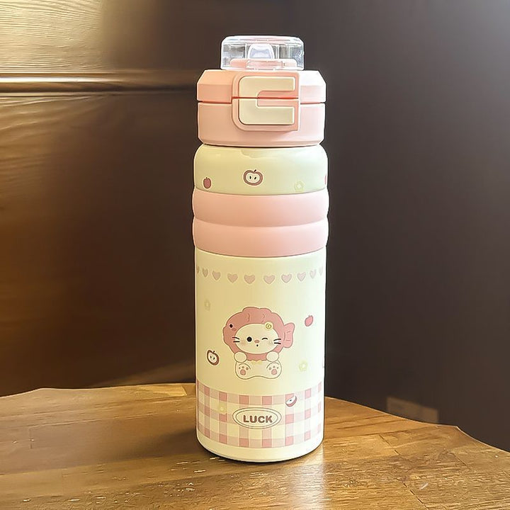 Women's Insulated Water Bottle with Safe Flip Lid and Cute Dog Motif Stornfield
