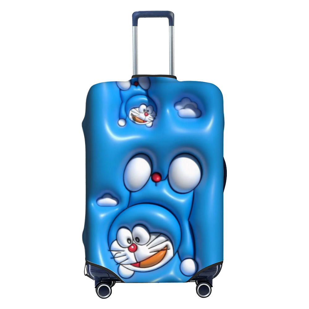 Unisex stretchable suitcase cover with impressionist landscape print and zipper for trolley with swivel wheels Stornfield