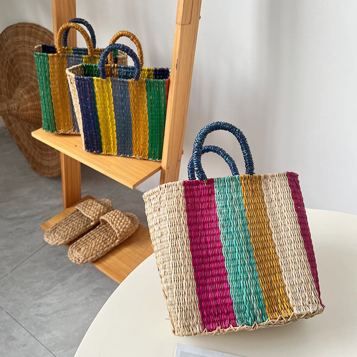 Women's versatile and handcrafted tote bag made of colorful seagrass Stornfield
