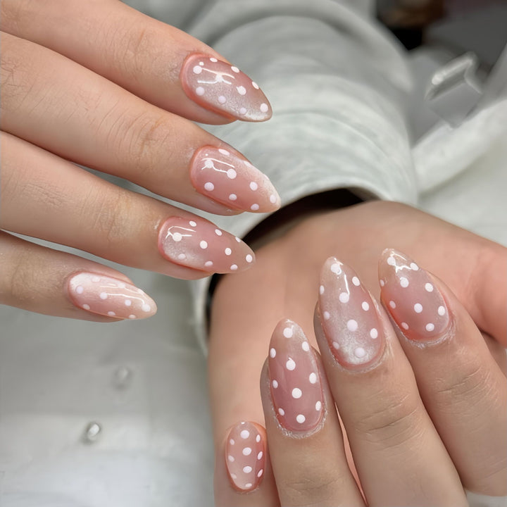 Artistic Almond-Shaped Press-On Nail Set with Whimsical Dot Design Stornfield